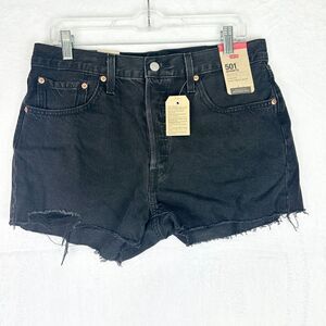 Levi's 501 Original Fit High Rise Denim Shorts Size 31 Black NWT Button Fly